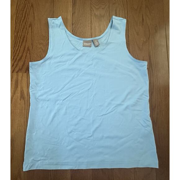 Chicos Light Coastal Blue Stretch Cami Tank Top Large Casual Classic NEW - Picture 1 of 7